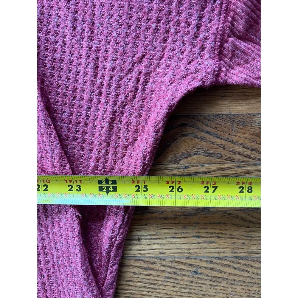 Free People Pink Henley Waffle Long Sleeve Shirt Top   Women's Size Small